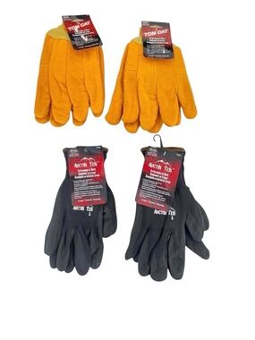 Boss Tom Cat & Arctic Tek Work Gloves Large Cotton & Rayon/Polyester Yellow & Bl